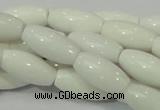 CAG719 15.5 inches 10*20mm rice white agate gemstone beads wholesale