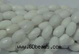 CAG720 15.5 inches 6*8mm faceted rice white agate gemstone beads