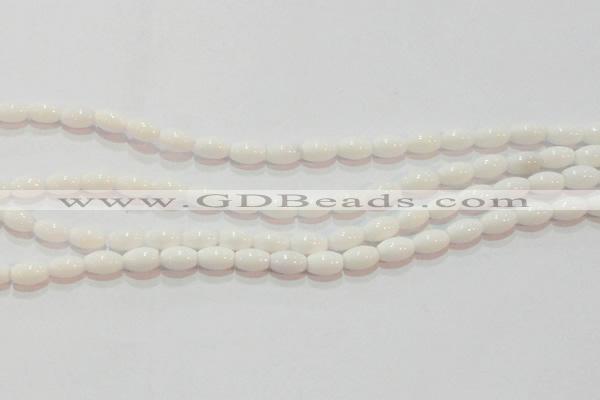 CAG7200 15.5 inches 5*8mm rice white agate gemstone beads