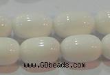 CAG7212 15.5 inches 10*14mm drum white agate gemstone beads