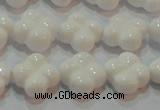 CAG7220 15.5 inches 12*12mm carved flower white agate gemstone beads