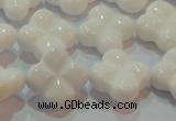 CAG7222 15.5 inches 16*16mm carved flower white agate gemstone beads