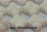 CAG7223 15.5 inches 18*18mm carved flower white agate gemstone beads