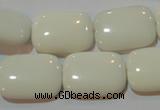 CAG7246 15.5 inches 12*16mm rectangle white agate gemstone beads