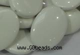 CAG725 15.5 inches 20*30mm oval white agate gemstone beads wholesale