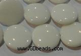 CAG7251 15.5 inches 10mm flat round white agate gemstone beads