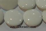 CAG7253 15.5 inches 14mm flat round white agate gemstone beads