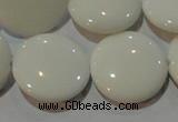 CAG7254 15.5 inches 16mm flat round white agate gemstone beads