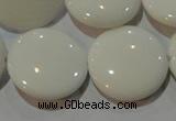 CAG7255 15.5 inches 18mm flat round white agate gemstone beads