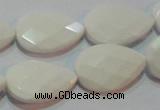 CAG7265 15.5 inches 12*16mm faceted flat teardrop white agate beads