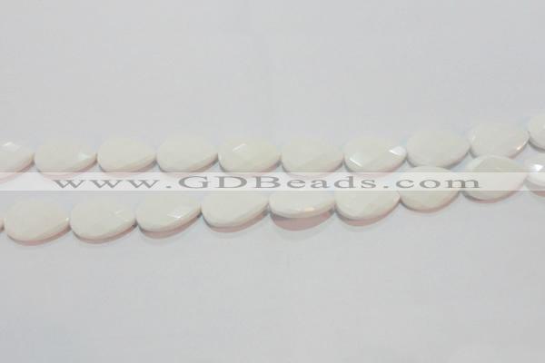 CAG7265 15.5 inches 12*16mm faceted flat teardrop white agate beads