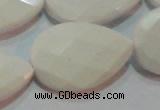 CAG7269 15.5 inches 20*30mm faceted flat teardrop white agate beads