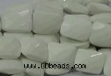 CAG727 15.5 inches 15*20mm twisted faceted rectangle white agate beads