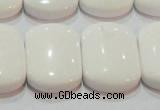 CAG7275 15.5 inches 18*25mm rectangle double drilled white agate beads