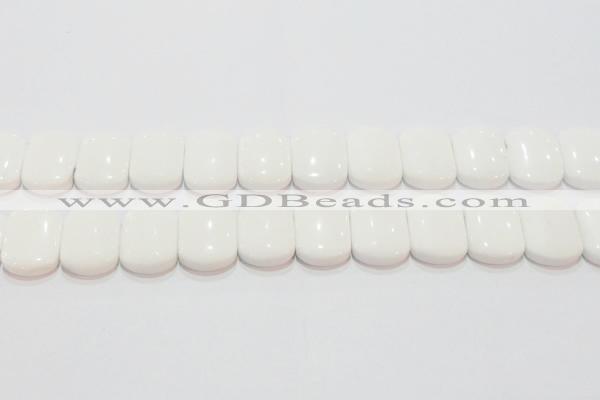 CAG7275 15.5 inches 18*25mm rectangle double drilled white agate beads