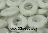 CAG732 15.5 inches 22*22mm flower-shaped white agate beads