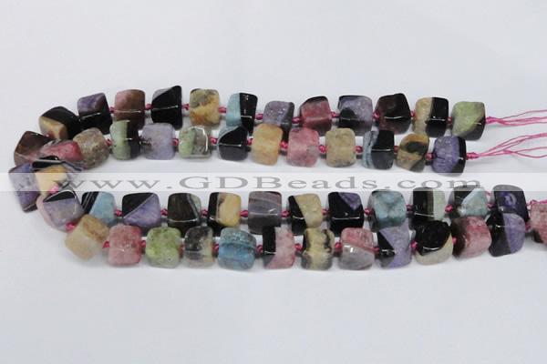 CAG7379 15.5 inches 11*12mm - 12*13mm cube dragon veins agate beads