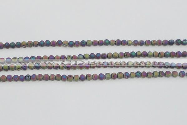 CAG7449 15.5 inches 6mm round plated druzy agate beads wholesale