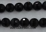 CAG7451 15.5 inches 6mm faceted round matte black agate beads