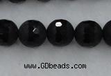 CAG7453 15.5 inches 10mm faceted round matte black agate beads