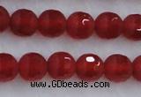 CAG7457 15.5 inches 8mm faceted round matte red agate beads