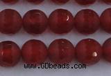 CAG7458 15.5 inches 10mm faceted round matte red agate beads