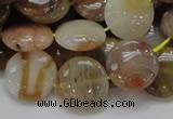 CAG776 15.5 inches 15mm flat round yellow agate gemstone beads