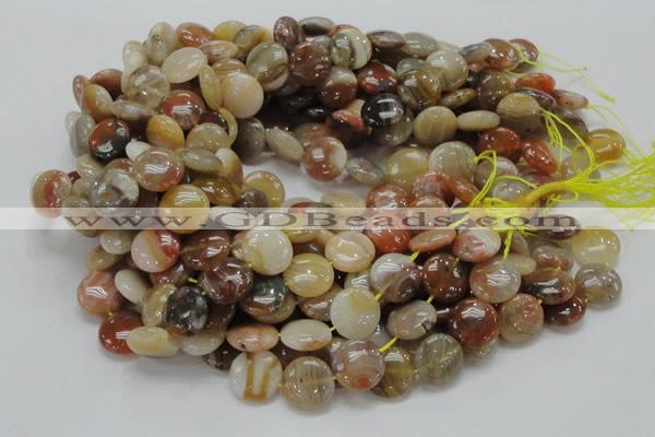 CAG776 15.5 inches 15mm flat round yellow agate gemstone beads