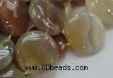 CAG777 15.5 inches 20mm flat round yellow agate gemstone beads