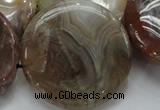 CAG782 15.5 inches 50mm flat round yellow agate gemstone beads