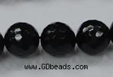 CAG7853 15.5 inches 20mm faceted round black agate beads wholesale