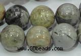 CAG7868 15.5 inches 18mm round silver needle agate beads