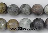 CAG7871 15.5 inches 16mm faceted round silver needle agate beads