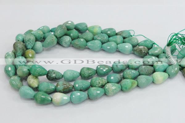 CAG7879 15.5 inches 13*18mm faceted teardrop grass agate beads