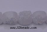 CAG7945 7.5 inches 8*10mm oval plated white druzy agate beads