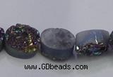 CAG7950 7.5 inches 8*10mm oval plated white druzy agate beads