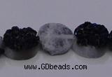 CAG7951 7.5 inches 8*10mm oval plated white druzy agate beads