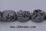 CAG7953 7.5 inches 8*10mm oval plated white druzy agate beads