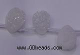 CAG7970 Top drilled 13*18mm flat teardrop plated white druzy agate beads