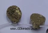 CAG7980 Top drilled 18*25mm flat teardrop plated white druzy agate beads