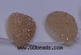 CAG7982 Top drilled 22*30mm flat teardrop plated white druzy agate beads