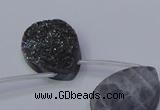 CAG7983 Top drilled 22*30mm flat teardrop plated white druzy agate beads