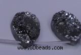 CAG7984 Top drilled 22*30mm flat teardrop plated white druzy agate beads