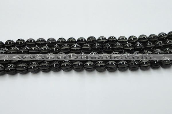 CAG8001 15.5 inches 10mm carved round black agate beads