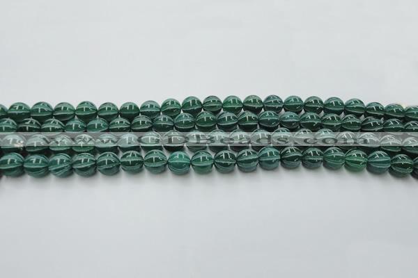 CAG8005 15.5 inches 8mm carved round green agate beads