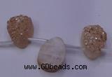 CAG8101 Top drilled 10*14mm teardrop champagne plated druzy agate beads