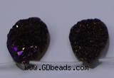 CAG8115 Top drilled 12*16mm teardrop purple plated druzy agate beads