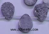 CAG8122 Top drilled 15*20mm teardrop silver plated druzy agate beads