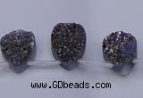 CAG8124 Top drilled 15*20mm teardrop rainbow plated druzy agate beads