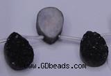 CAG8127 Top drilled 15*20mm teardrop black plated druzy agate beads